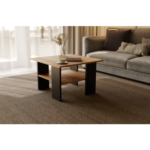 Stolik kawowy kwadratowy ST1 dąb Wotan/czarny 60x60 cm